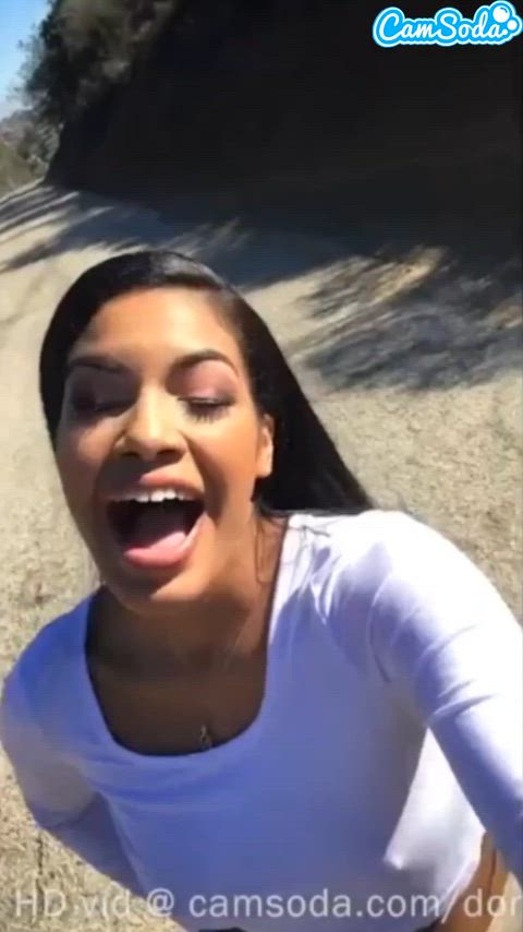 Ebony Fingering Masturbating Maya Farrell Outdoor Public Pussy Solo Teen Tits Porn GIF by camsoda