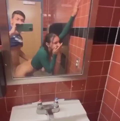 fucked big titty teen on a public toilet