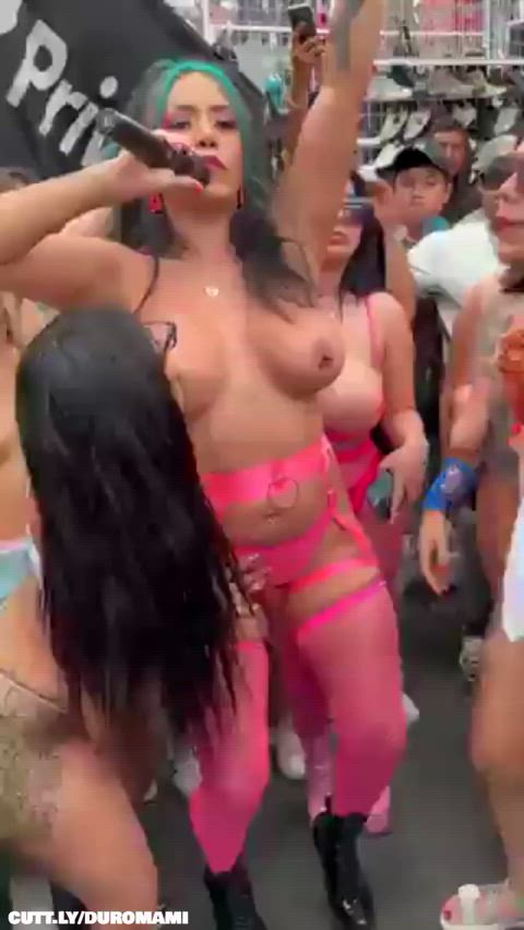 Amateur Big Tits Brazilian Exhibitionist Flashing Public Topless Porn GIF by duromami