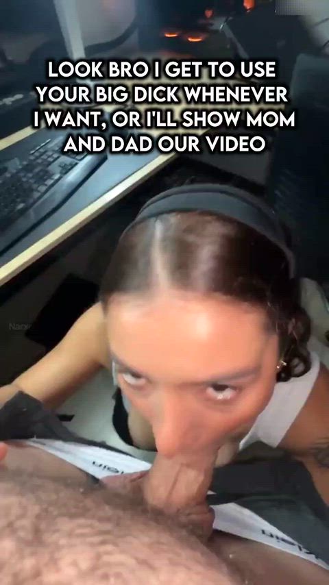 Amateur Brother Caption Deepthroat Monster Cock Oral Sister Thick Cock Throat Fuck throated Porn GIF by populardick