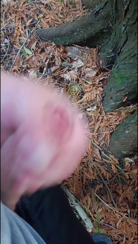 out in the woods with people around