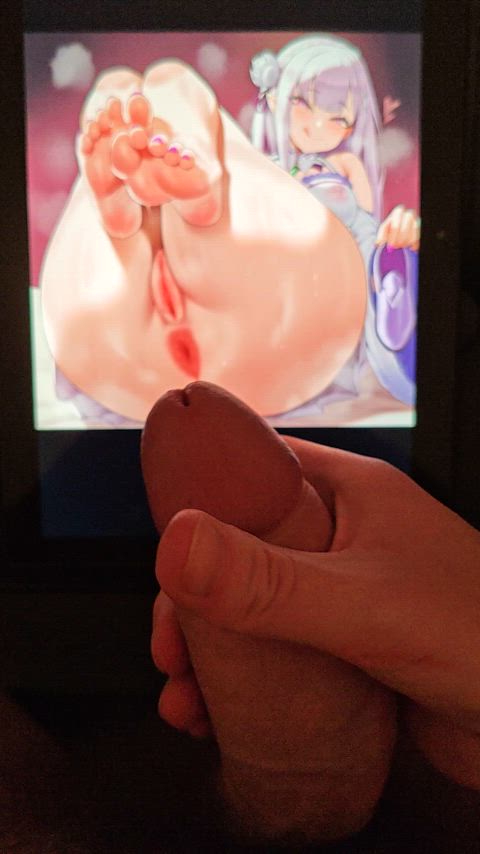 Emilia’s juicy ass, tight asshole, sexy feet, and lewd face are absolutely perfect. She deserves every single drop of my cum!!