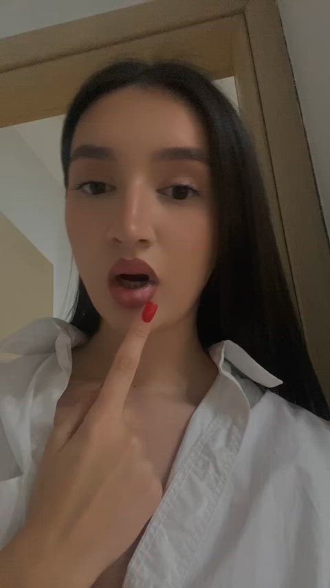 Face glazed in saliva and cum—clean your mess with your tongue