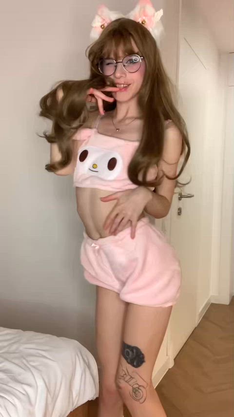 Daddy, will you treat your kitten to your milk?