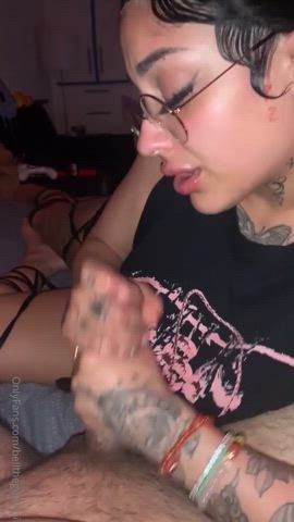 Babe Cock Milking Cumshot Facial Glasses Handjob Latina POV Porn GIF by manemane6