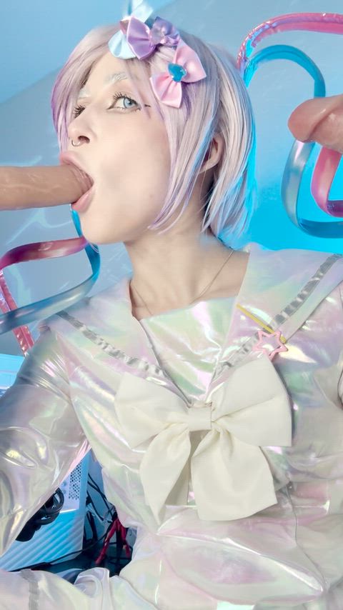 Blowjob Cosplay Deepthroat Double Blowjob Futanari Kawaii Girl NSFW OnlyFans Pastel Rosie Solo Porn GIF by mystpetal