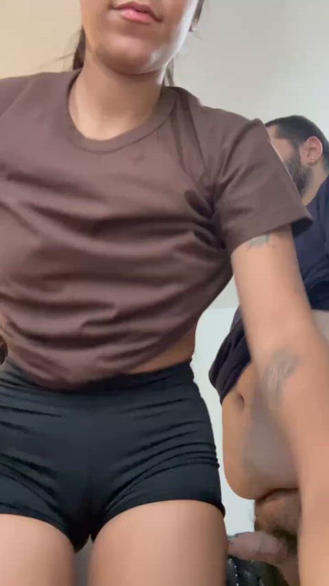 I love it when a small, chubby cock leaves me speechless as I receive that warm load on my tits, long live