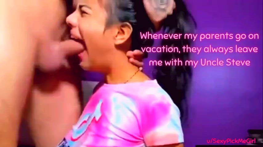 Practicing my blowjob skills on Uncle Steve