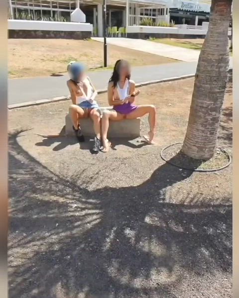 Exhibitionism on a crowded PUBLIC STREET ❤️ My bestie and I stripped and masturbated on a public street while a lot of people watched us 🙈 and old man also stood in front of us...