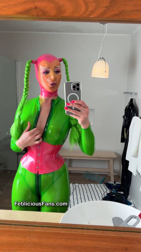 Babe Big Tits Boobs Fetish Goddess Kinky Latex Mask OnlyFans Rubber Porn GIF by missfetilicious