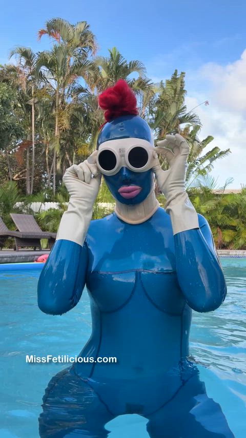 Catsuit Fetish Hood Kinky Latex Latex Gloves Mask Pool Rubber Swimming Pool Porn GIF by missfetilicious