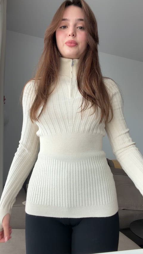 Naked Natural Tits On/Off Petite Tits Undressing Porn GIF by stella_mori