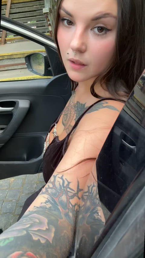 My girlfriend couldn't resist and decided to stop for a snack right in the car