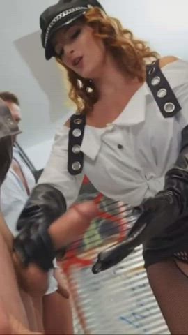CFNM Cumshot Handjob LaSirena69 Leather Porn GIF by mollatare