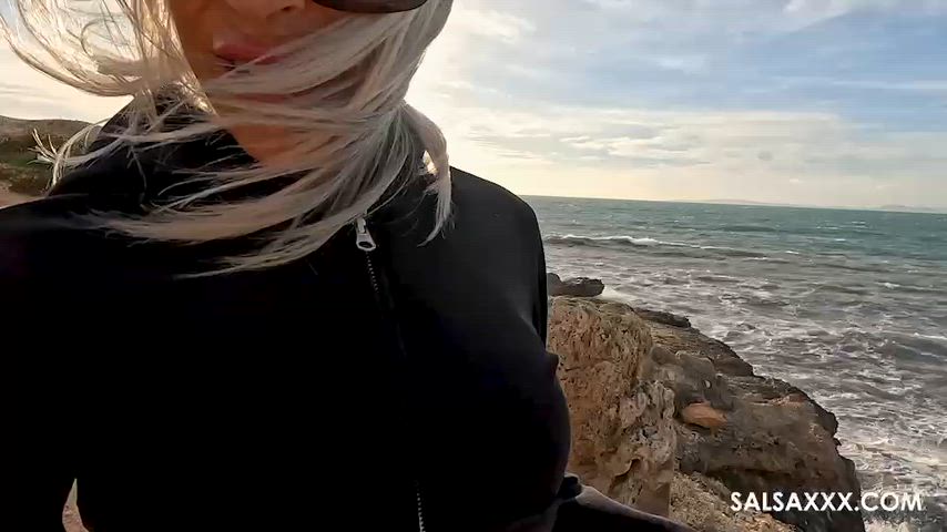 Beach Blowjob MILF Mexican Outdoor Public Slutty r/FuckOutdoors Porn GIF by adultprime