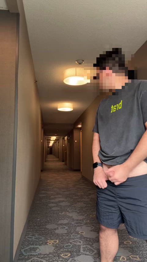 In the hotel hallway