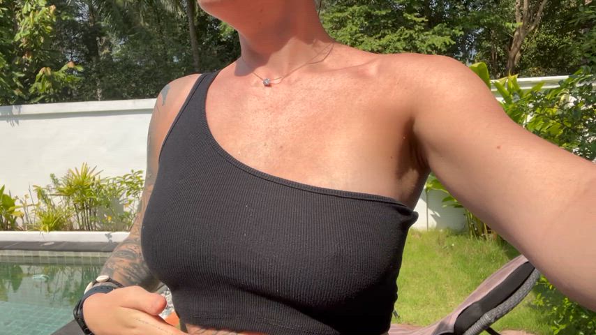 I’m out by the pool waiting for his best friends