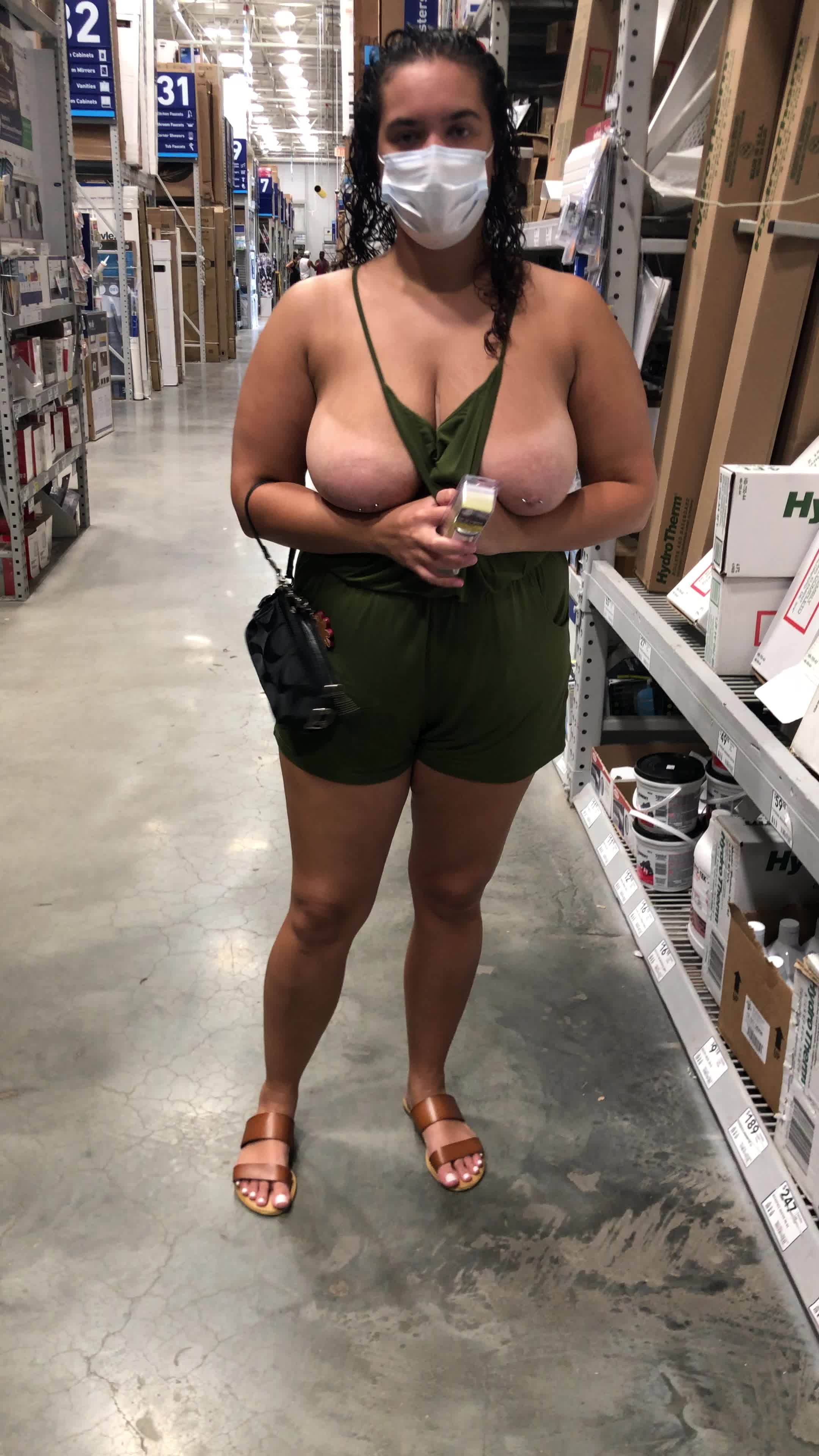A little nipple rub in the hardware store