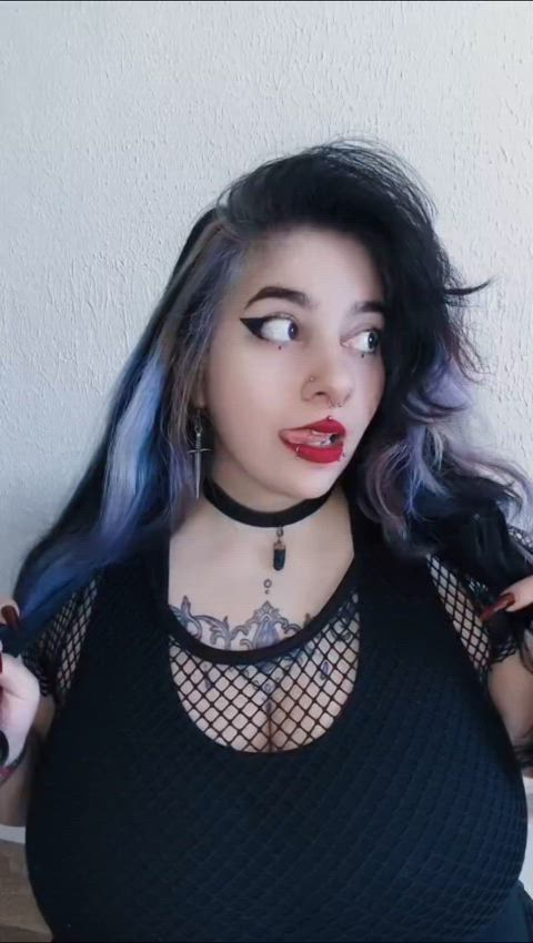 Big Tits Boobs Goth Homemade NSFW Natural Tits OnlyFans Solo Tits Porn GIF by raven.roth