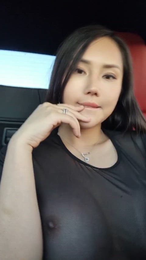 Taking my tiddies out in the car~