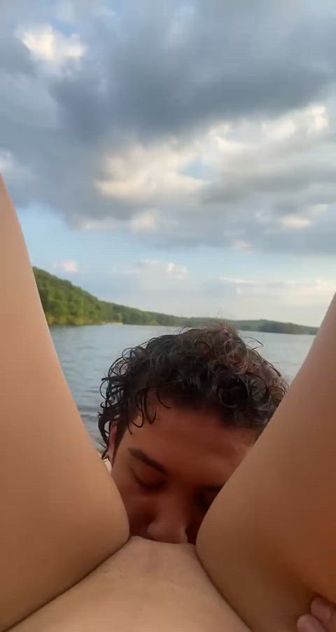 Eating pussy by the lake