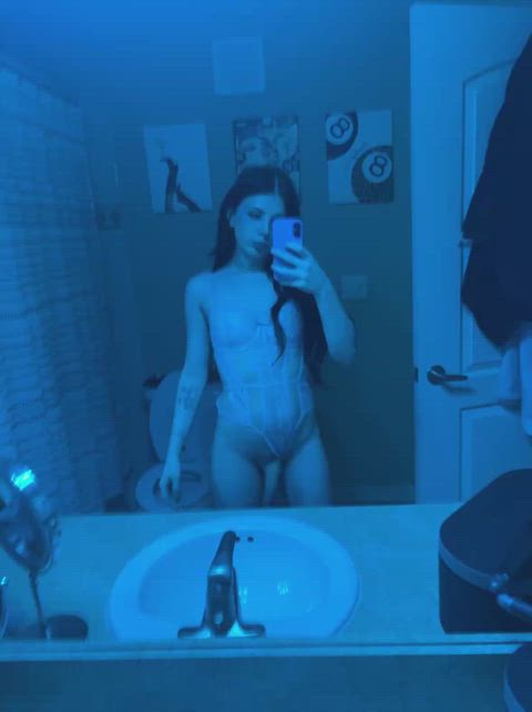 It’s throbbing for you baby. Suck my girlcock please