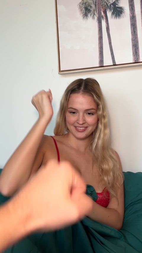 playing rock paper scissors in my red lingerie...but i always lose🥲❤️ [f]