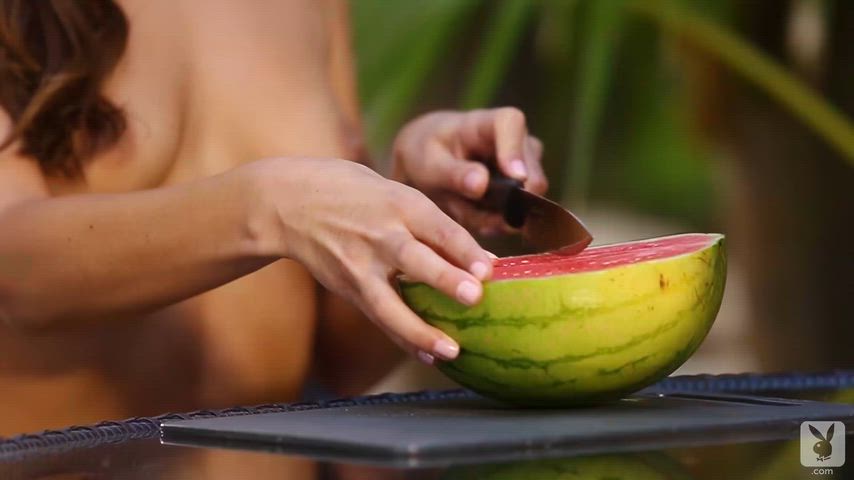 Watching Jessica Ashley eat Watermelon is making me want to help keep her hydrated