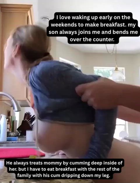 Mom lets me cum inside her before breakfast