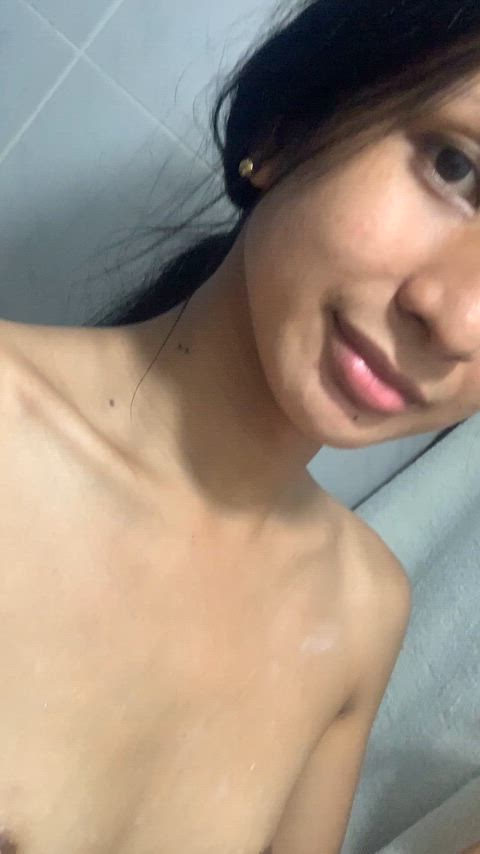 Put your cum off my chest and I will be happy to play with it