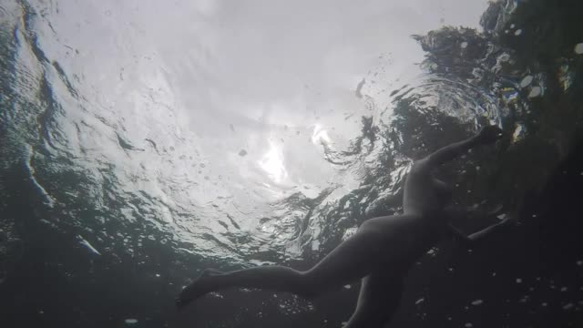 Kat Malone skinny dipping in the Smith River by Me. 2019.