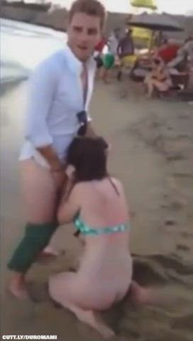 Amateur Beach Blowjob Deepthroat Exhibitionist Exposed Party Public Porn GIF by duromami