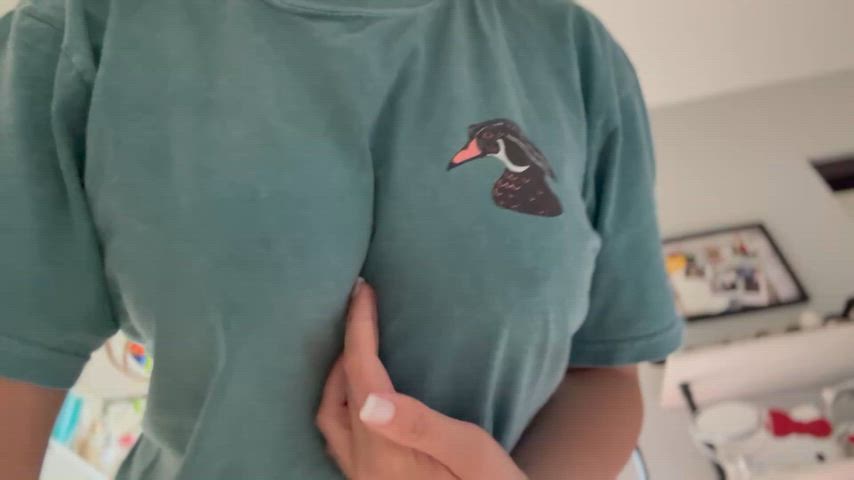 My tits look way better outside of this baggy T-shirt
