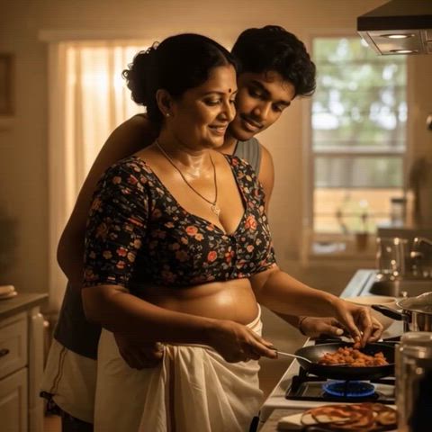 Helping Aunty in the Kitchen