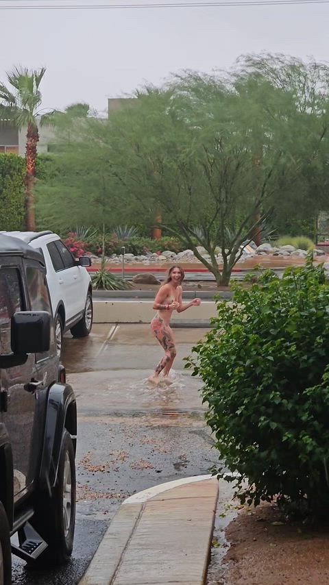 Never miss a chance to play (naked) in the rain