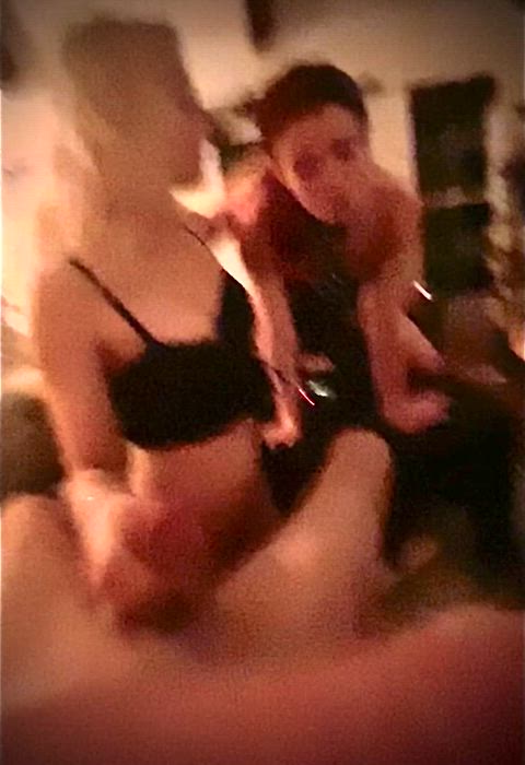 She does a great job managing both of us. I ride the machine and she sucks his dick