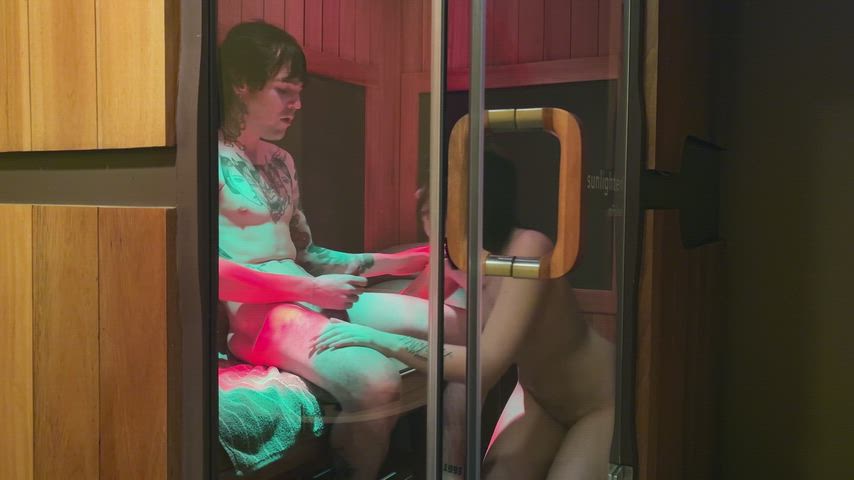 This is why you don't leave your girlfriend in the sauna, guess she was hungry for something bigger