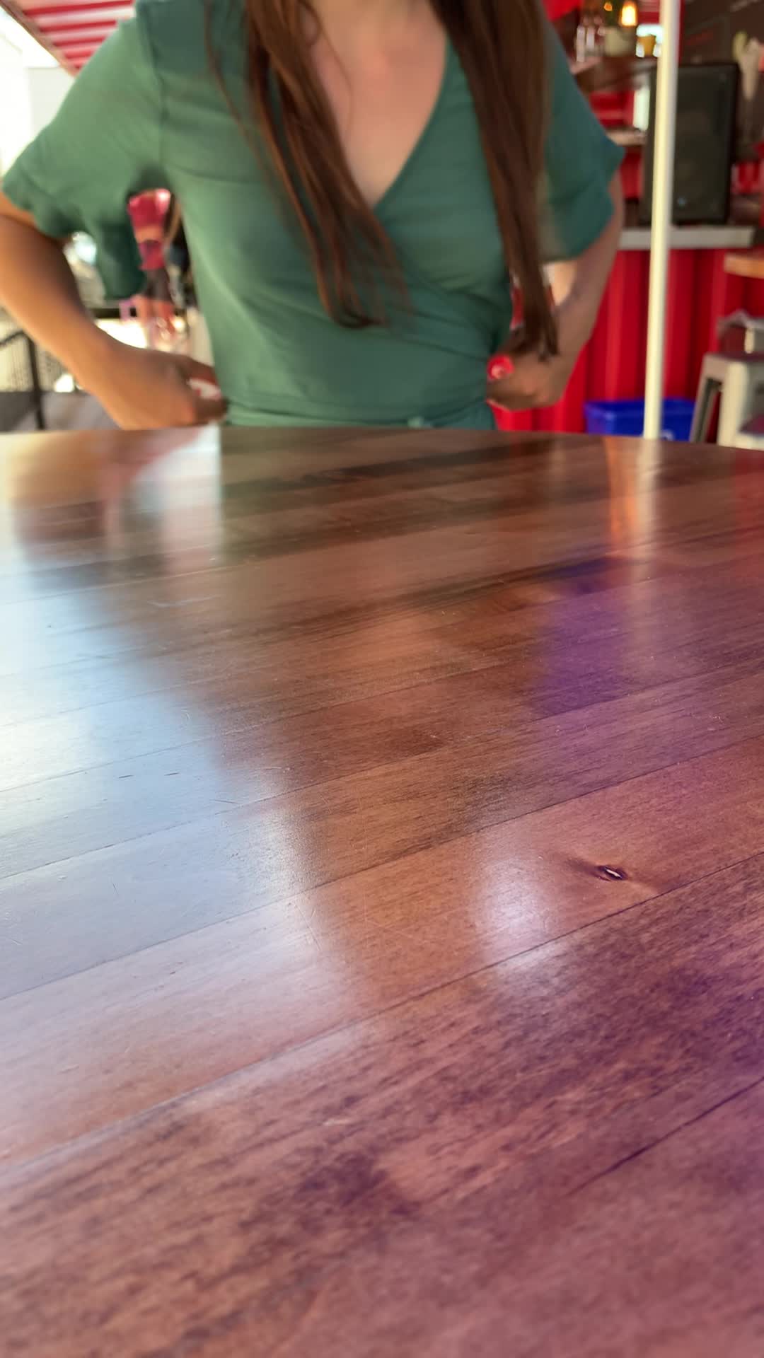Flashing my pussy under the table