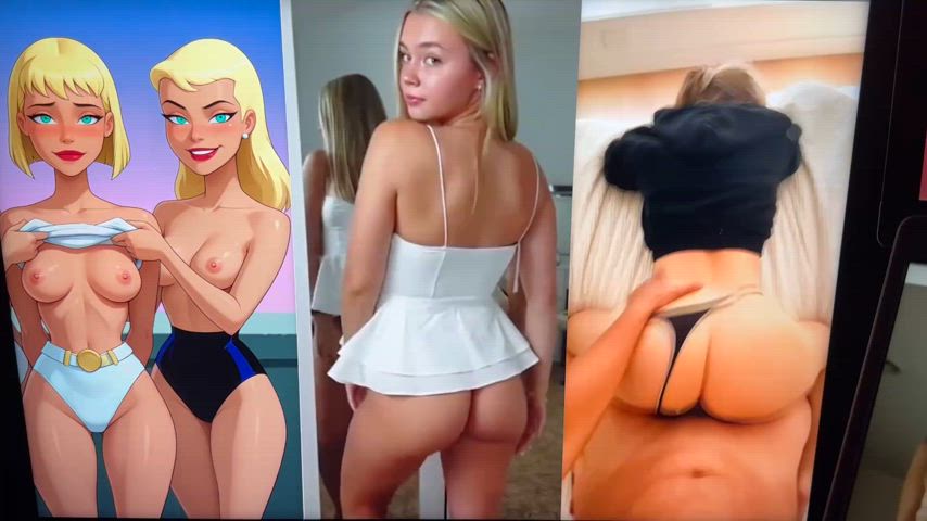 Starting day 2 (hour 18 of 50+) with a borderless all blonde cave aka blonde spa #18. 😵‍💫🥵🤤🤍💛🤍💛🤍💛 all blonde tikt0kers, YouTubers, boutineLA, e-girls, cosplayers, rule34, and 3D/SFM on 55” ultrawide, 2 verticals, and laptop