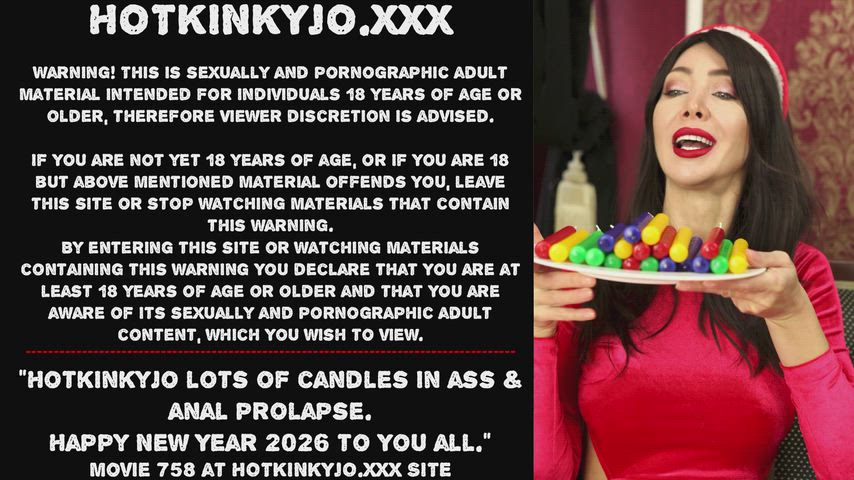 Hotkinkyjo lots of candles in ass & anal prolapse. Happy New Year 2026 to You all