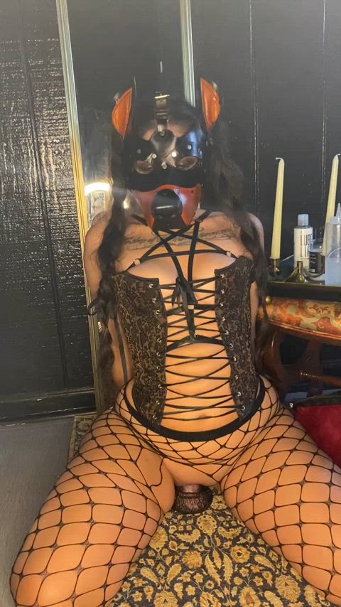 🥀🦇🐶🐾cute lil goth puppy cum slut stuffing her needy [F]uck hole with a big knotted cock 🪢🦴🥩✨