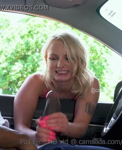 BBC Big Dick Blonde Blowjob Camgirl Car Cock Handjob Worship Porn GIF by camsoda
