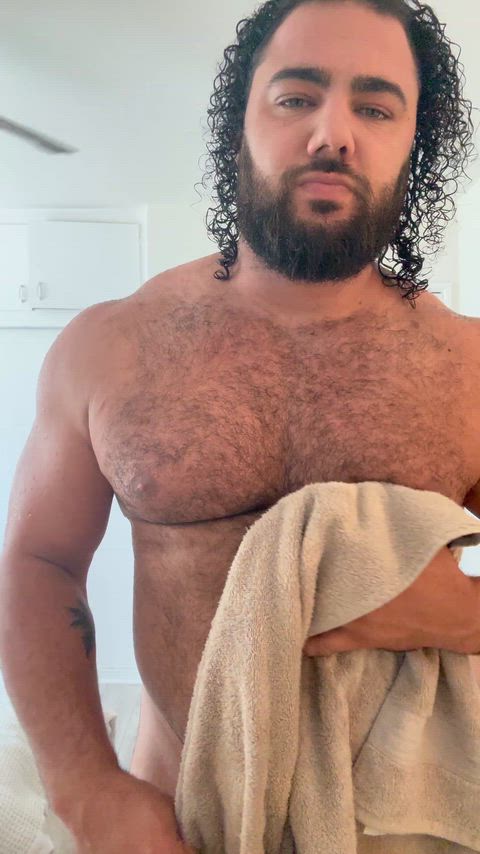Muscle bear after the shower