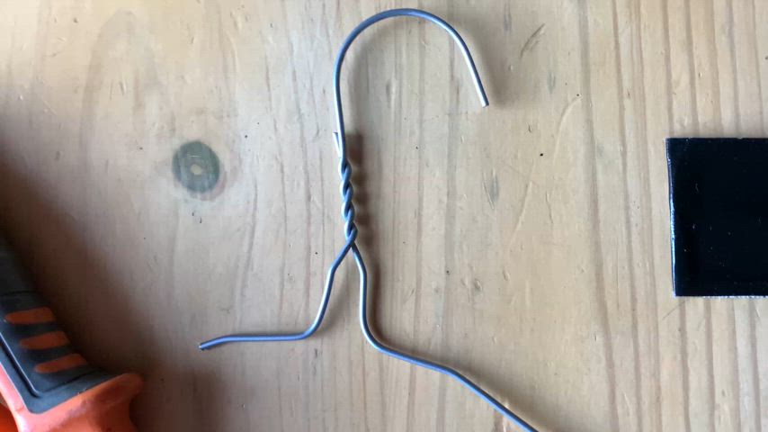 DIY coat hanger rinsing crop with gaffer tape paddle