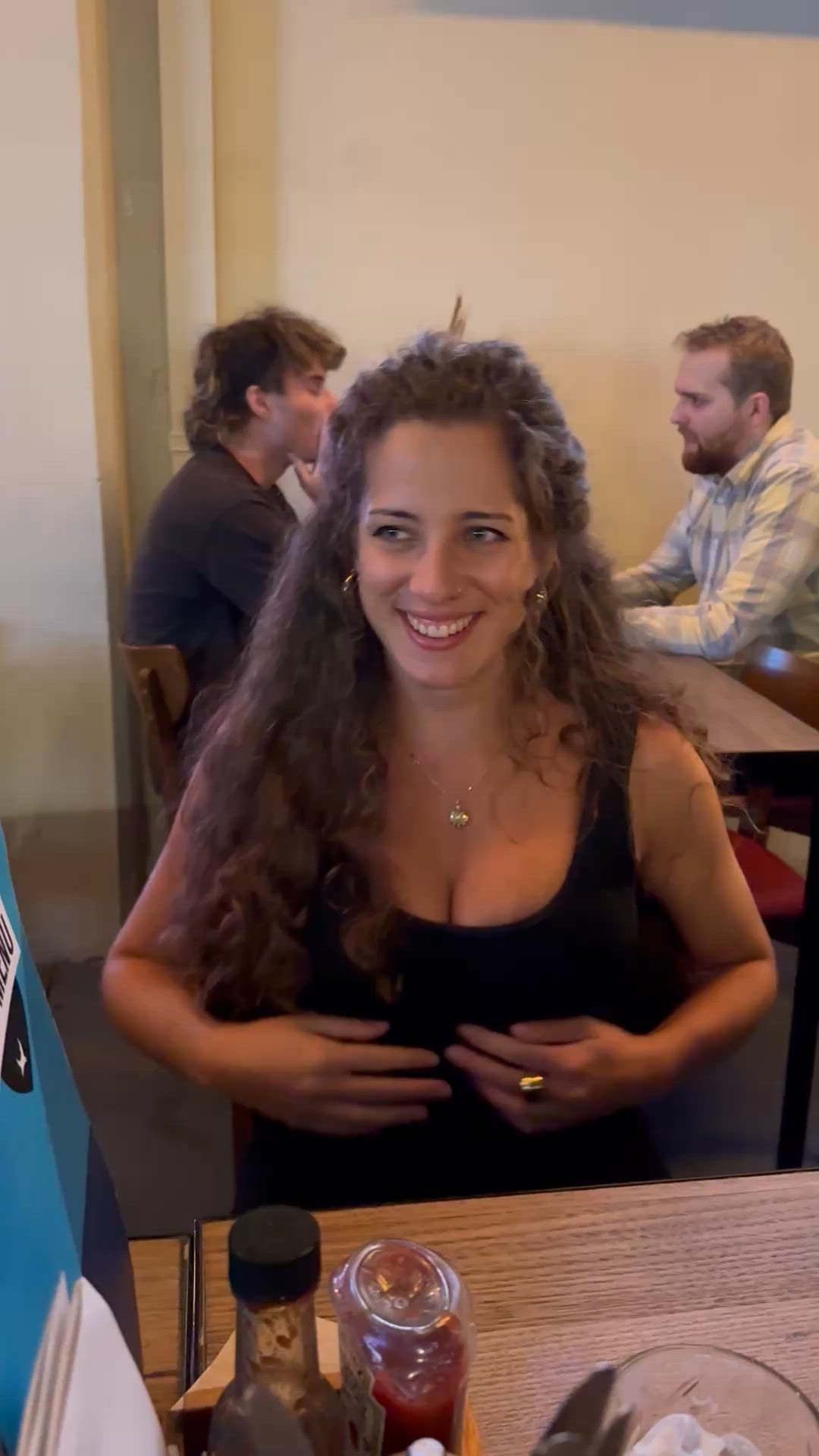 Enjoying my titties in a pub [GIF]