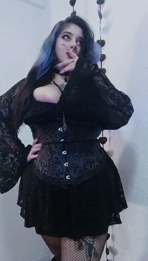 Alt Amateur Big Tits Fishnet Goth Latina OnlyFans Raven Solo Tits Porn GIF by raven.roth