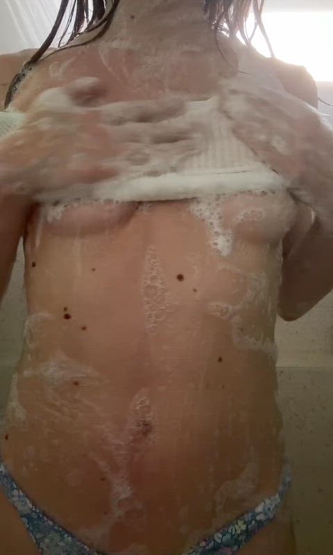 Bikini Boobs Natural Tits See Through Clothing Shower Small Tits Swimsuit Tits Wet Wet and Messy Porn GIF by naturalndemure