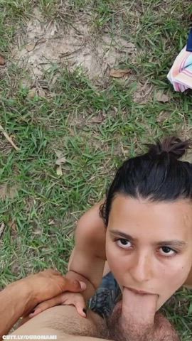 Amateur Big Dick Blowjob Cum Cumshot Outdoor Real Couple Sex Standing Doggy Porn GIF by duromami