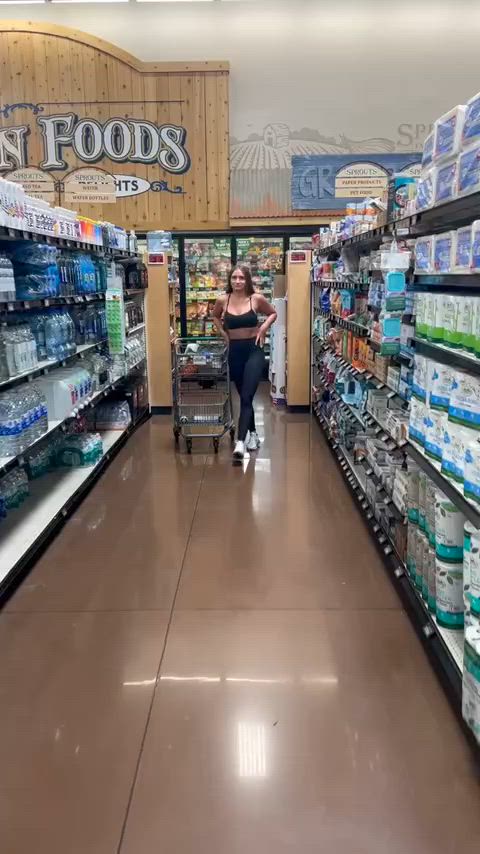 just a quick snack run... and a pssy flash on the side
