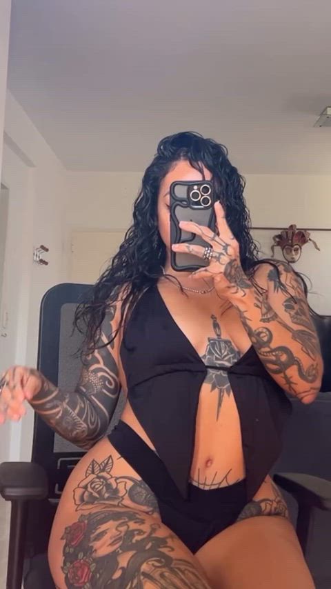 Bow to your tattooed Latina Goddess. Every mark on my skin tells you I own you.